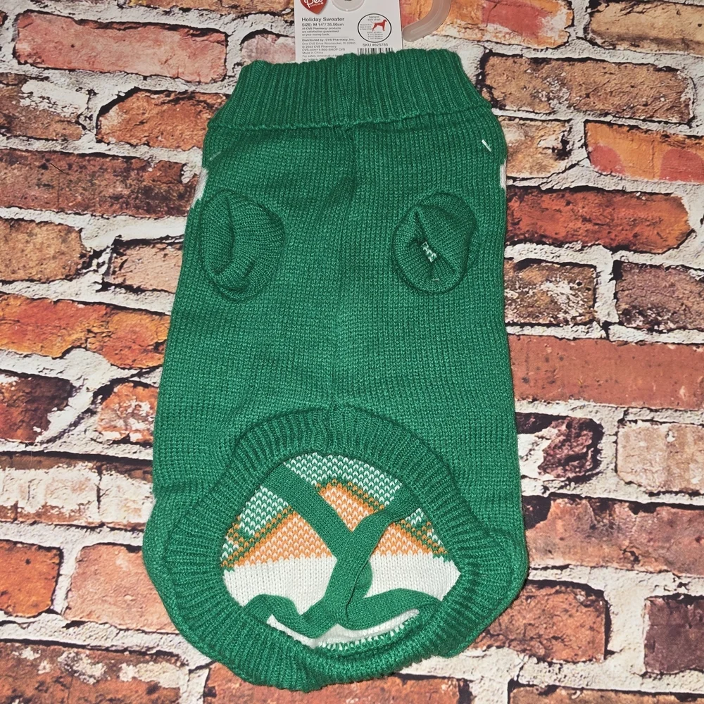 Festive Green and Orange Dog Sweater
